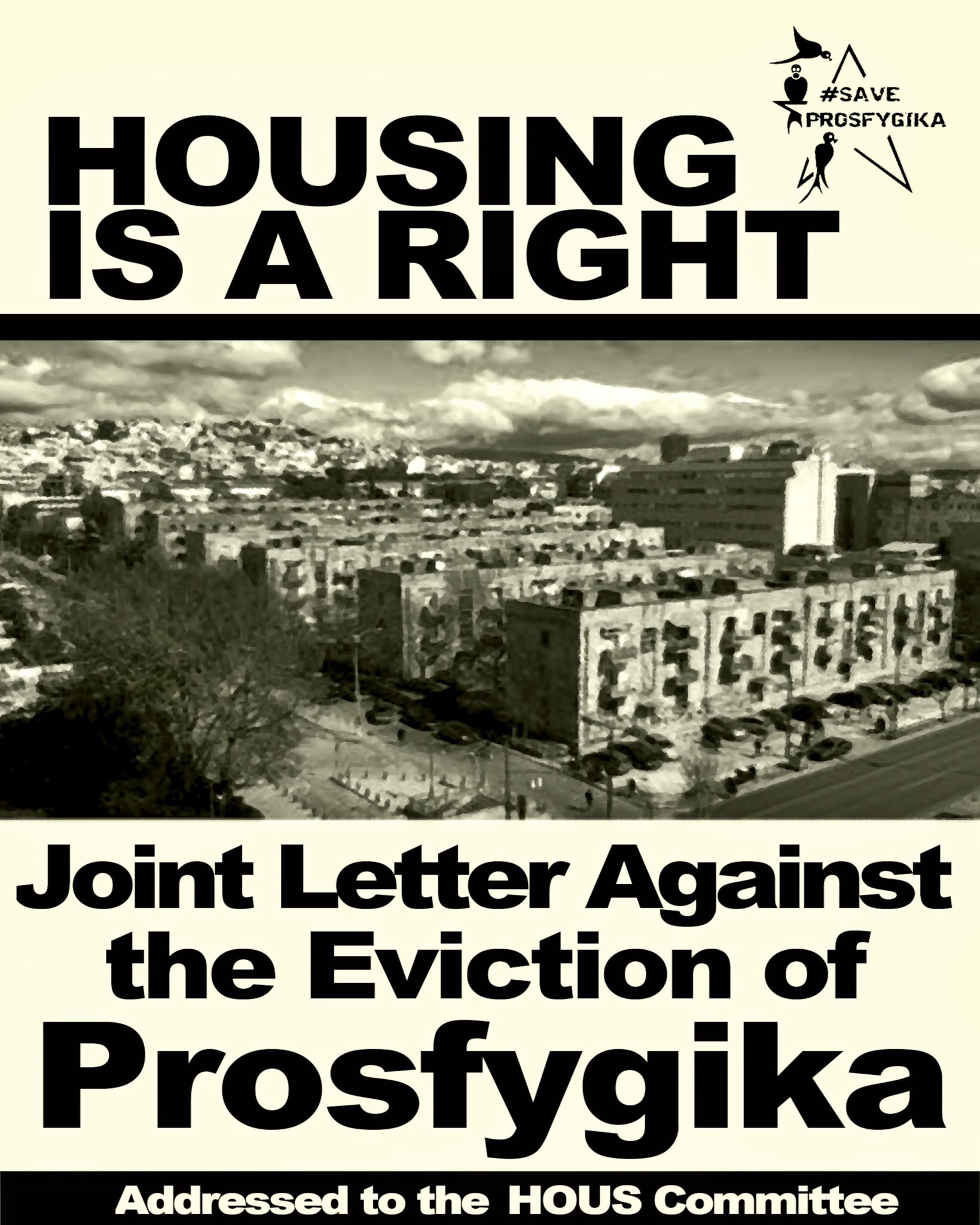 CALL TO HOUSING ORGANIZATIONS, TENANTS UNIONS, AND ANYONE WHO FIGHTS FOR THE RIGHT FOR HOUSING TO SIGN THE OPEN LETTER AGAINST THE EVICTION OF PROSFYGIKA